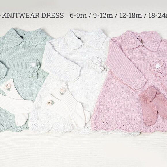 Baby Girl Knit Dress Outfit | Camelia Flower Baby Girl Clothing - Picture 2 of 2